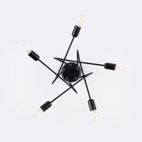 Lustră pe tijă Sollux SL.1435 LOOP 5xE27/15W/230V negru