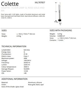 Lampadar LED modern Colette auriu roze, negru