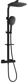 Mexen CQ22 set de duș montat pe perete cu ploaie și baterie termostatică, negru - 772502295-70
