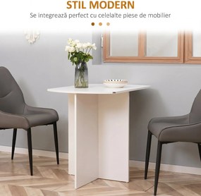HOMCOM Masă Pliabilă Bucătărie Prânz Lemn Melamină Ușor de Curățat Design Compact Alb | Aosom Romania