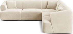 Colțar bej cu tapițerie din catifea Campi – Cosmopolitan Design