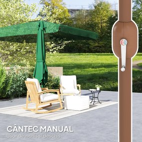 Outsunny Umbrelă de Grădină Înclinabilă cu Deschidere cu Manivelă, și Orificiu de Ventilație, 300x200x235 cm, Verde Închis | Aosom Romania