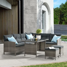 Juskys Set ratan de gradina Manacor - gri