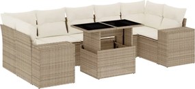 vidaXL Set canapele de grădină, 8 piese, cu perne, bej, poliratan