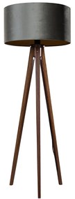 Lampă de podea cu trepied din lemn de nuc cu abajur din catifea verde 50cm - Tripod Classic