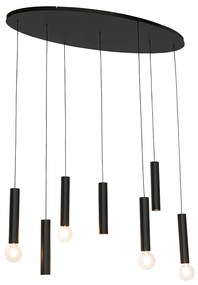 Lampă suspendată de design neagră ovală cu 7 lumini - Tuba
