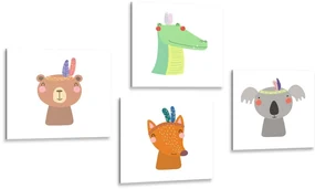 Set tablouri animale drăguțe ca indieni