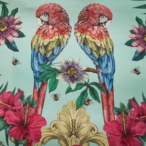 Lenjerie de pat verde-albastră din bumbac satinat pentru pat dublu, extinsă 230x220 cm Paradise Parrot – Matthew Williamson