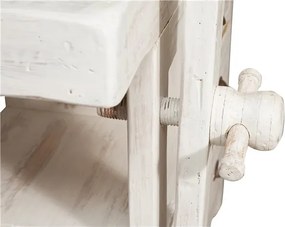 Banc de tamplar, L116 63 H90 cm, 4 sertare, alb antic, lemn masiv