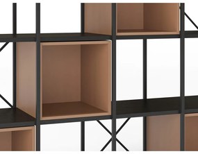 Bibliotecă neagră/cărămizie 140x179 cm Anya – Marckeric