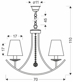 Lustră pe lanț VITORIA 4xE14/40W/230V galben/alamă