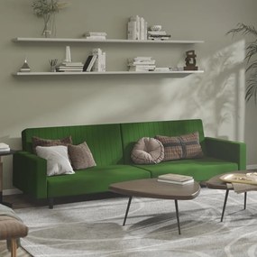 337652 vidaXL Canapea extensibilă cu 2 locuri, verde închis, catifea