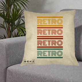 Perna Decorativa RETRO Text Multicolor, 40x40 cm, Crem, Husa Detasabila, Perna Inclusa, BEKZ®