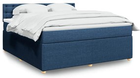 vidaXL Pat box spring cu saltea, albastru, 180x200 cm, material textil