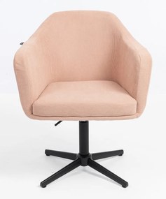 HR832CROSS Scaun Catifea Reiată Premium culoare Roz prăfuit Litchi cu Bază Neagră