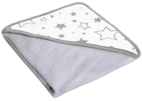 Prosop bebe din bumbac cu gluga 90x90 cm Kidizi Galaxy Grey, culoare gri, potrivit de la nastere pana la 2 ani