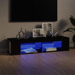 Comoda TV cu lumini LED, negru extralucios, 135x39x30 cm 1, negru foarte lucios