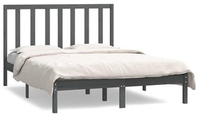 Cadru de pat, gri, 140x190 cm, lemn masiv de pin Gri, 140 x 190 cm