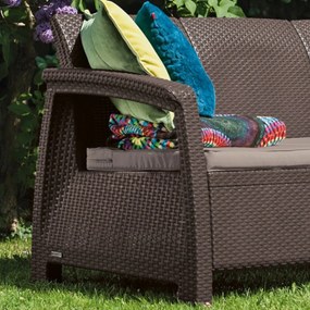 Canapea extensibilă Corfu Max, maro cu perne taupe calde