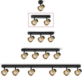 Brilagi - Corp de iluminat tip spot NUGGET 2xGU10/30W/230V, negru/auriu