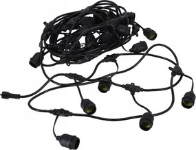 Ghirlandă LED decorativă pentru exterior, 30x socluri E27, 1 W per bec, 230 V, 16,44 m, IP44, negru