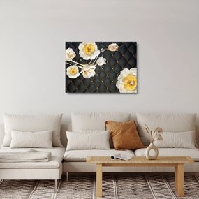 Tablou pe sticlă - Imagine cu flori de trandafir alb (70x50 cm)
