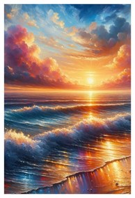 Tablou valuri marine și soare
