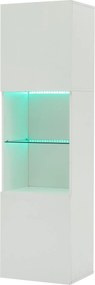 Vitrină lucioasă cu iluminare LED, 1 raft de sticlă, 45x35x160 cm, Alb