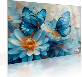 Tablou pe sticlă - Fluturi albaștri (70x50 cm)