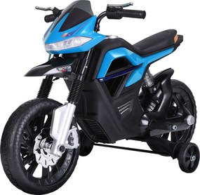HOMCOM Motocicleta Electrică Copii cu Suspensie Dublă și Muzică și Lumini pentru Copii de la 3 la 8 ani Albastru Deschis | Aosom Romania