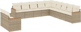vidaXL Set canapele de grădină cu perne, 11 piese, bej, poliratan