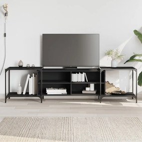 Comoda TV, negru, 203x37x50 cm, lemn prelucrat