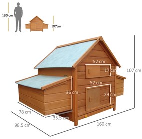 PawHut Coteț pentru Găini de Grădină din lemn de Brad, lemn verde, 160x98.5x107cm | Aosom Romania
