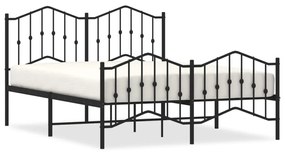 373808 vidaXL Cadru pat metalic cu tăblie de cap/picioare , negru, 140x200 cm