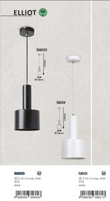 Pendul industrial design metalic Elliot alb 5601 RX