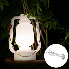 Lampă de masă albă IP44 cu difuzor Bluetooth - Storm Music