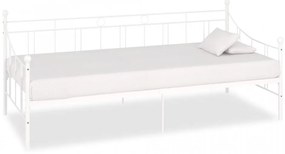Cadru pat de zi, alb, 90 x 200 cm, metal