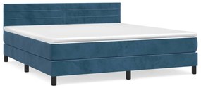 3141375 vidaXL Pat box spring cu saltea, albastru închis, 160x200 cm, catifea