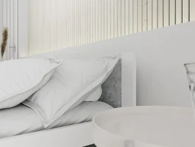 Pat IKAROS 120 x 200 cm, beton/alb Saltele: Cu saltele Somnia 18 cm, Somiera pat: Cu lamele drepte