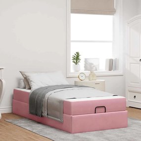 vidaXL Cadru de pat cu depozitare Roz 90 x 200 cm Catifea