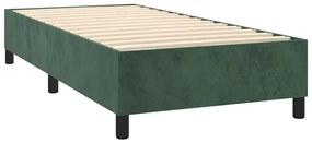 Pat box spring cu saltea, verde inchis, 80x200 cm, catifea Verde inchis, 80 x 200 cm, Benzi verticale