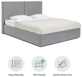 Pat matrimonial gri tapițat cu spațiu de depozitare cu somieră 180x200 cm Thessa Bold – Bonami Selection