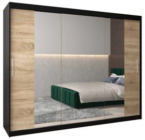 Dulap de haine 250 cm Toki 2 (negru mat + stejar sonoma). 1065034