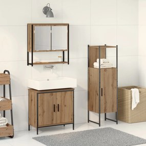 vidaXL Set de Mobilier pentru Baie din 3 Piese Stejar Artizanal Lemn Prelucrat