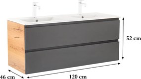 Vario Pull 120 dulap de bază cu chiuvetă stejar-antracite