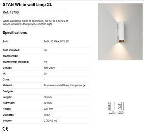 Aplica perete ambientala design modern STAN 2L alba