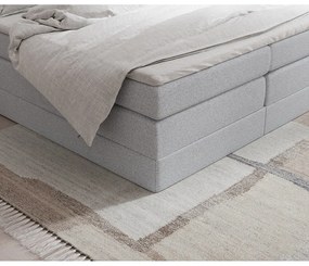 Pat boxspring gri deschis cu spațiu de depozitare/fără tăblie 160x200 cm Juniper – Maison de Rêve