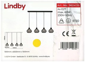 Lindby - Candelabru suspendat FRANCES 4xE27/60W/230V pe cablu