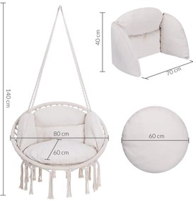 Deuba Scaun suspendat 80x60x140cm - culoare crem