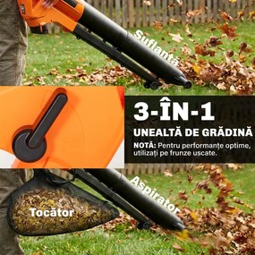 Outsunny 3-în-1 Suflantă, Aspirator, Tocător pentru Frunze 3000W, Ușor | Aosom Romania